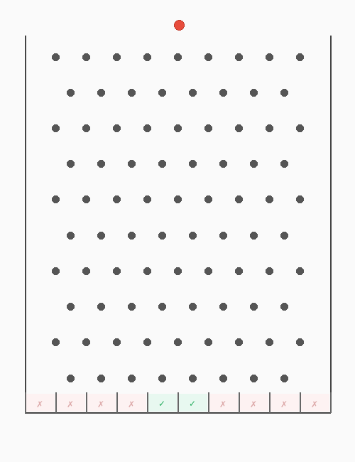 Plinko board animation A puck bouncing through pegs on a Plinko board, landing in a bucket at the bottom